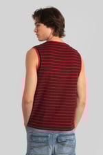 Stripe Design Rib Tank Top