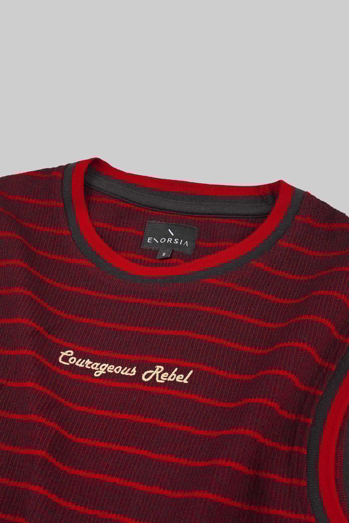 Stripe Design Rib Tank Top