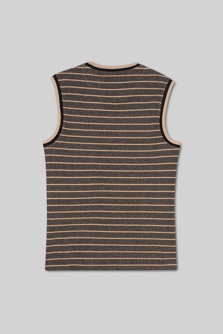 Stripe Design Rib Tank Top
