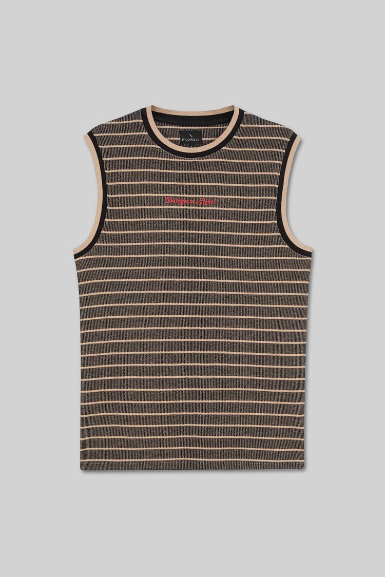 Stripe Design Rib Tank Top
