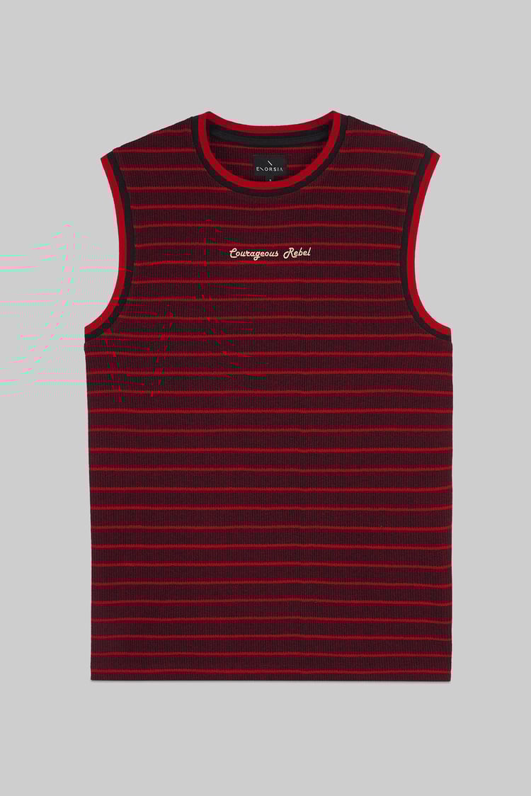 Stripe Design Rib Tank Top