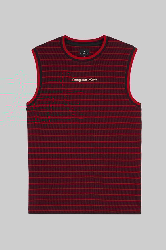 Stripe Design Rib Tank Top