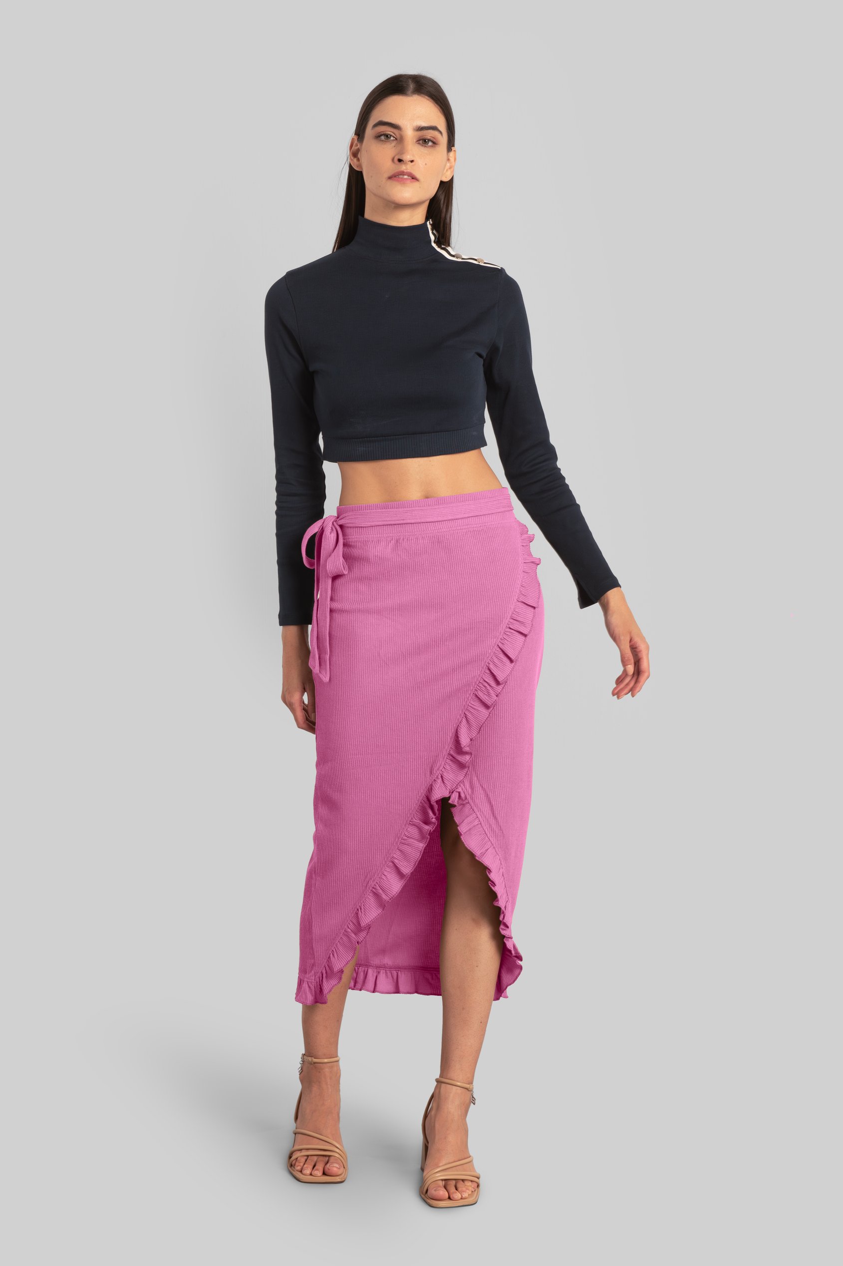 Tie Waist Wrap Maxi Skirt