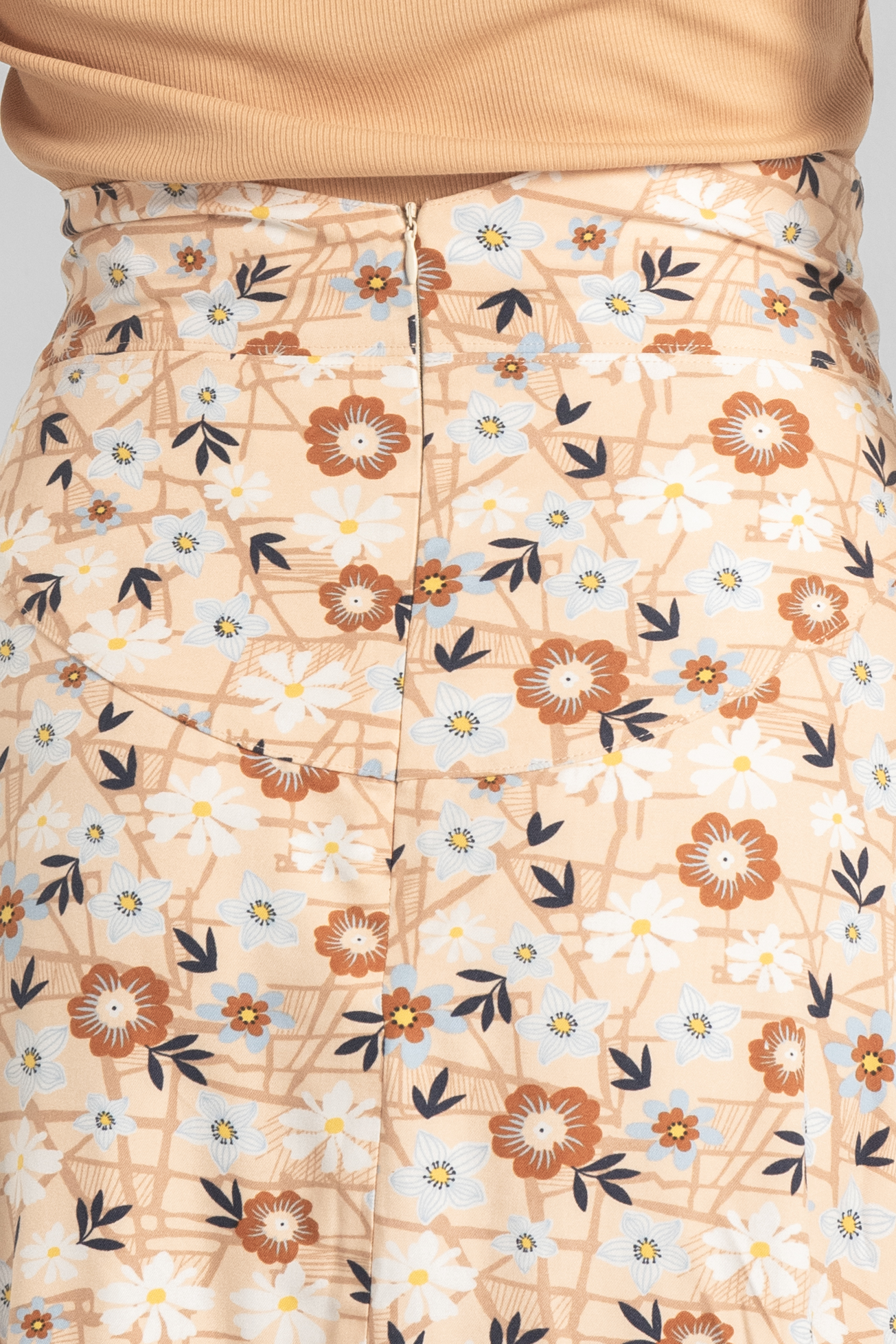 High Waist Viscose Midi Skirt