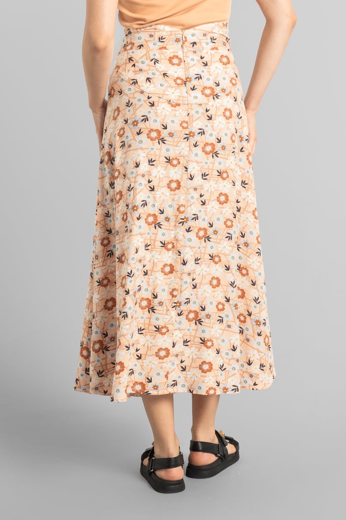 High Waist Viscose Midi Skirt