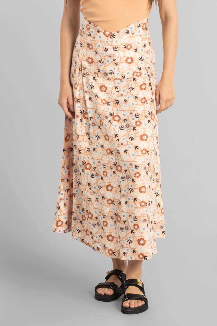 High Waist Viscose Midi Skirt