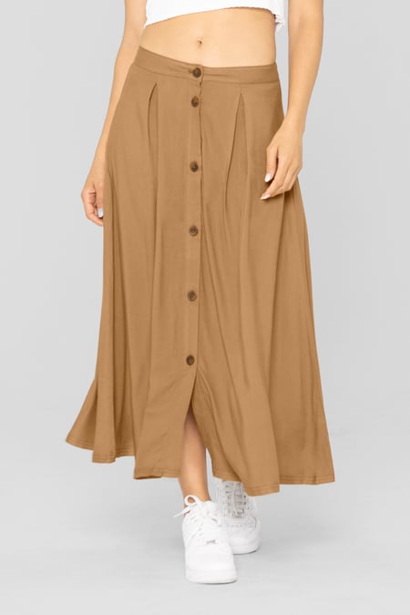 Black A-Line Front Button Through Skirts