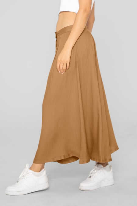 Brown A-Line Front Button Through Skirts