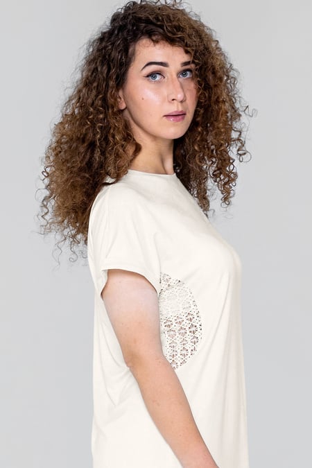 White Patch Cut Lace Jersey Dress