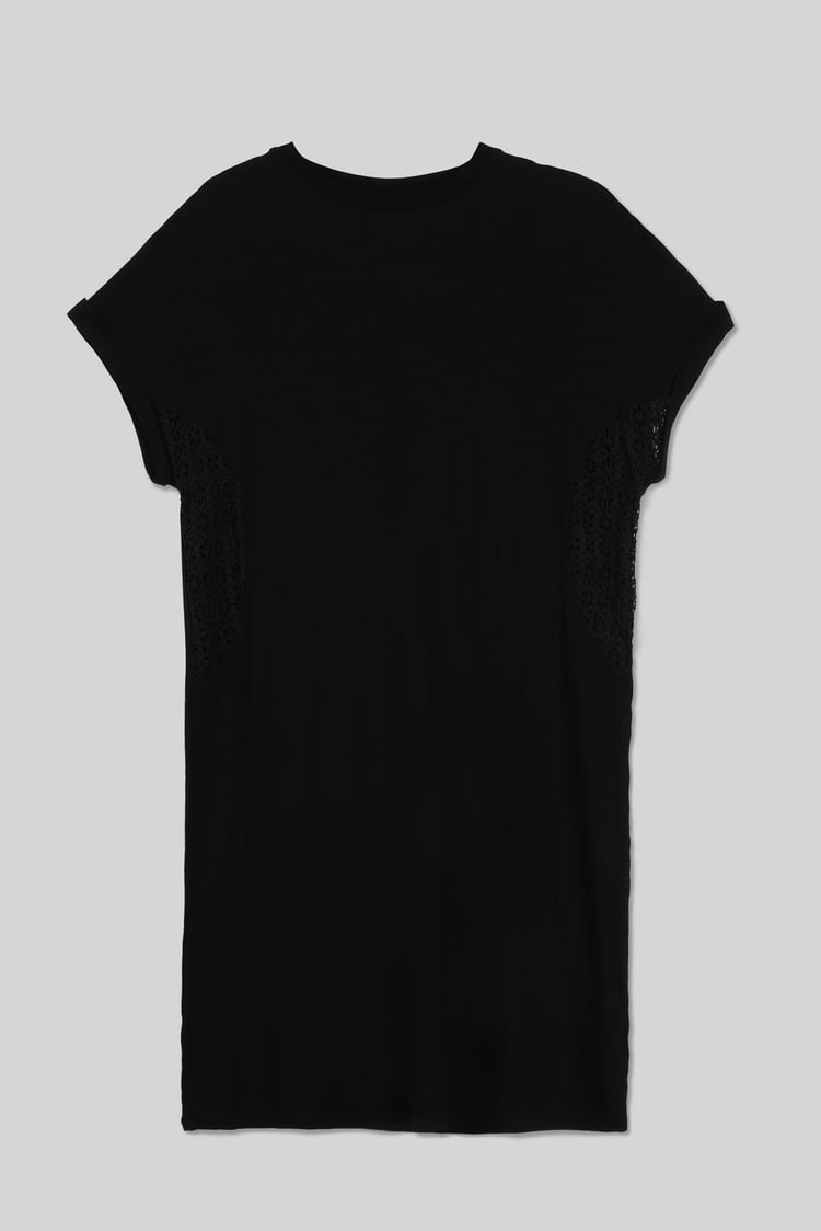 Patch Cut Lace Jersey Dress