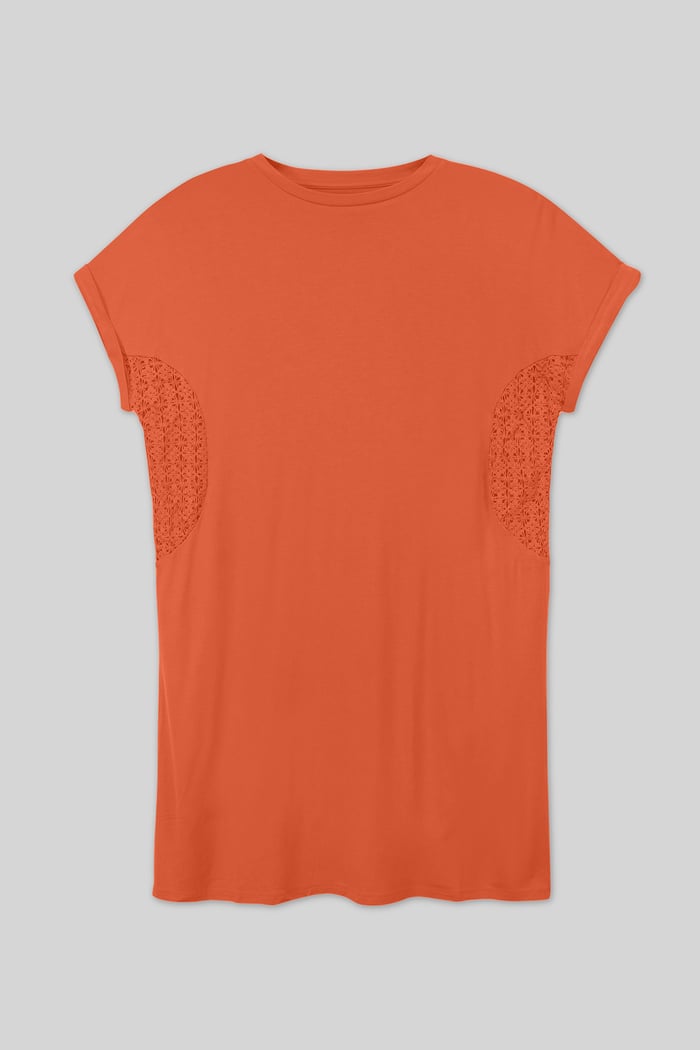 Patch Cut Lace Jersey Dress