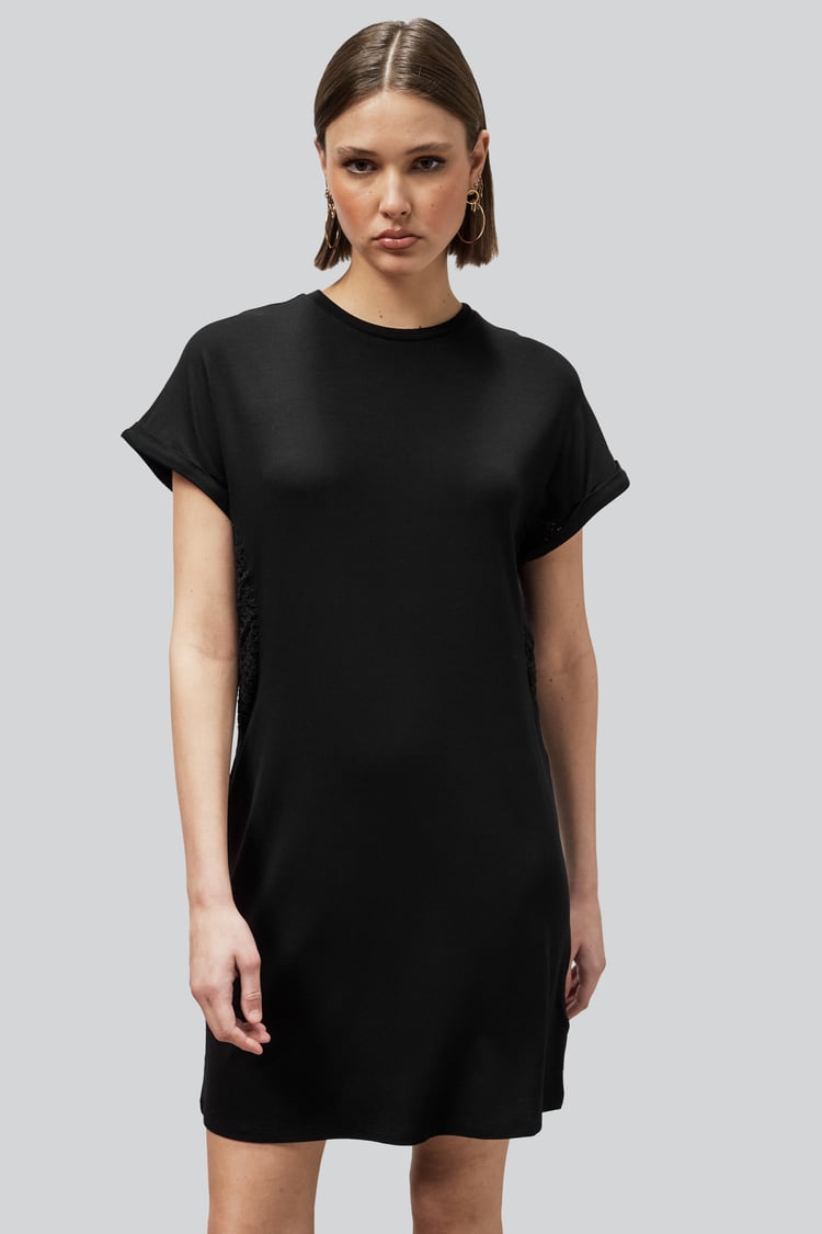 Patch Cut Lace Jersey Dress