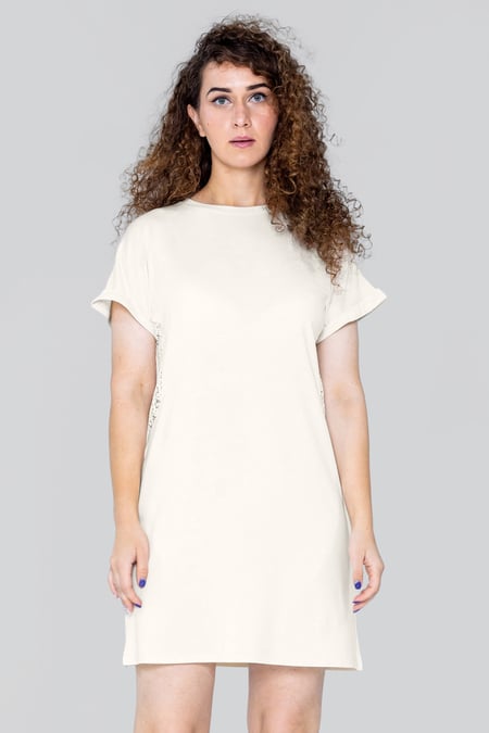 White Patch Cut Lace Jersey Dress