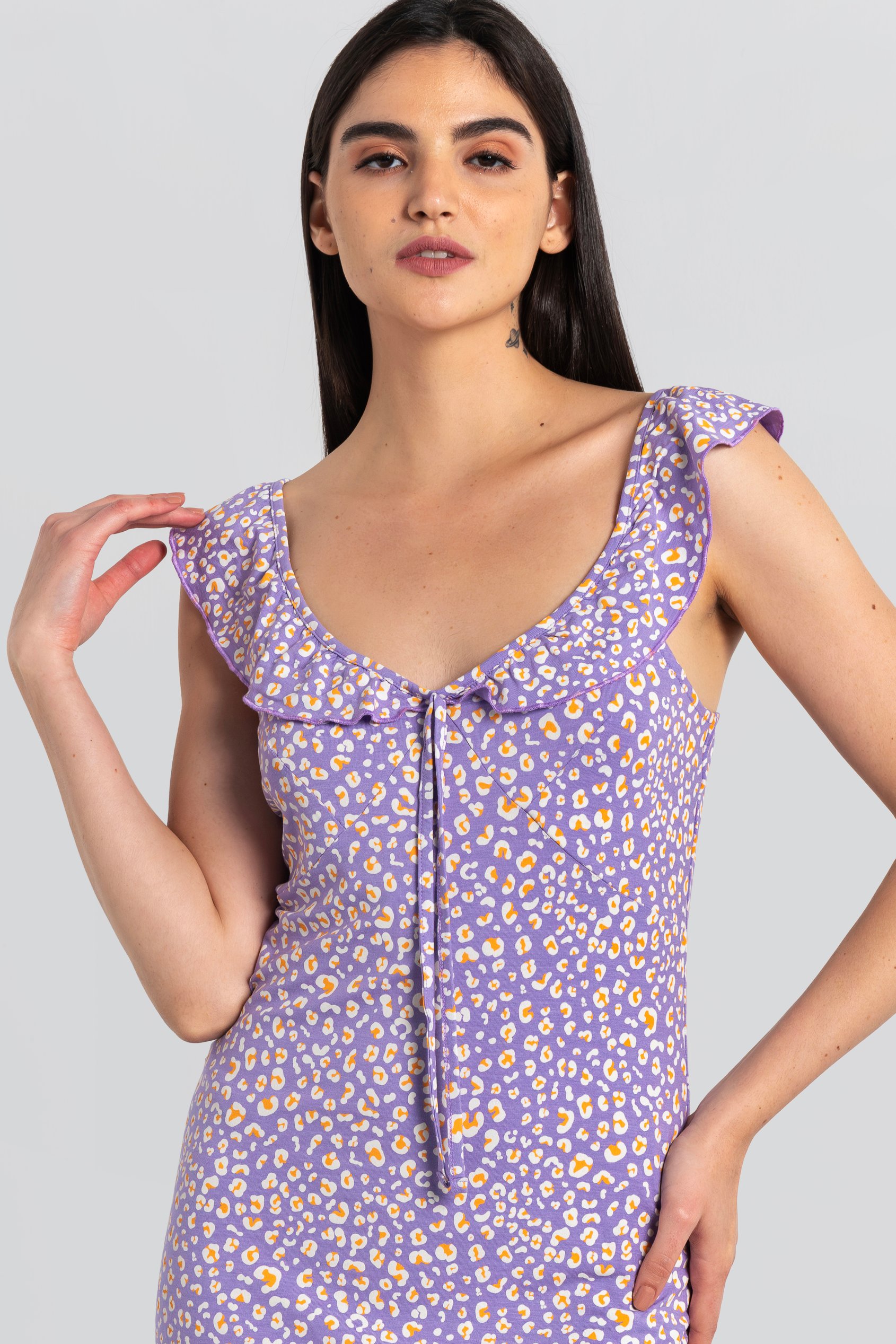 Ruffled Deep V-Neck Tie-Up Camisole