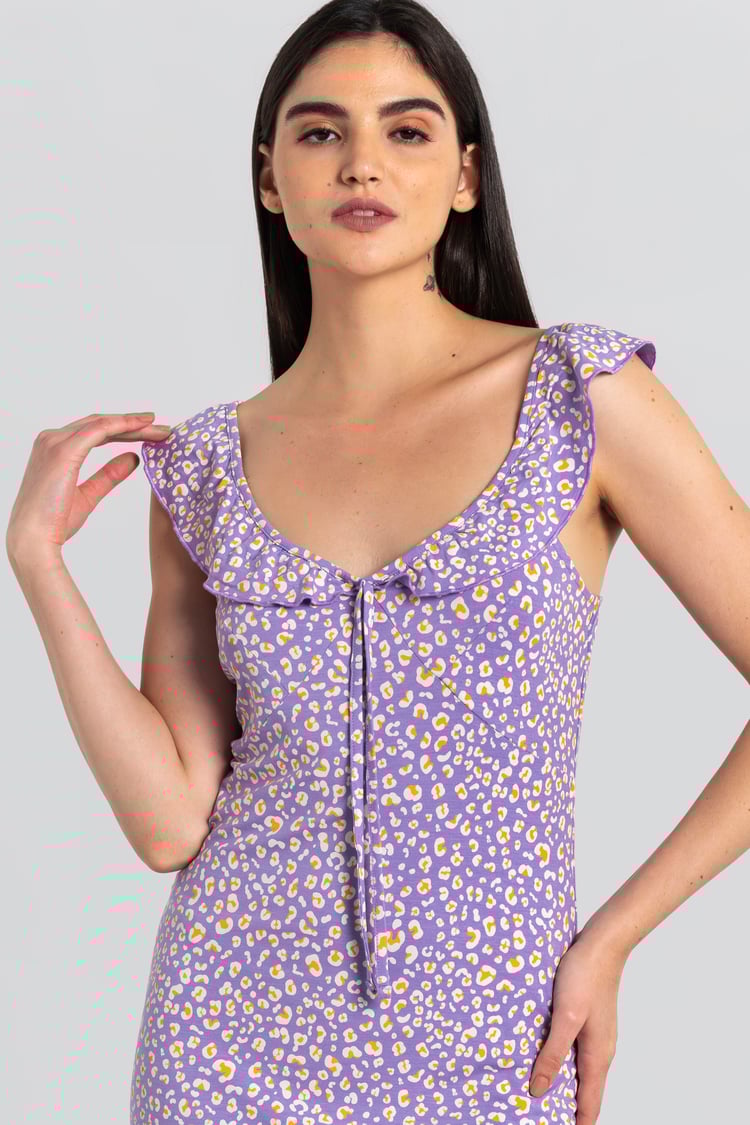 Ruffled Deep V-Neck Tie-Up Camisole