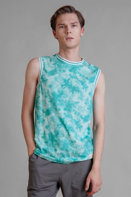 Mustard Tie-Dye Printed Cotton Vest