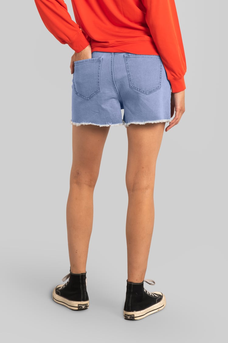 Straight Fit Button Up Raw Hem Shorts