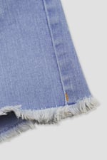 Straight Fit Button Up Raw Hem Shorts