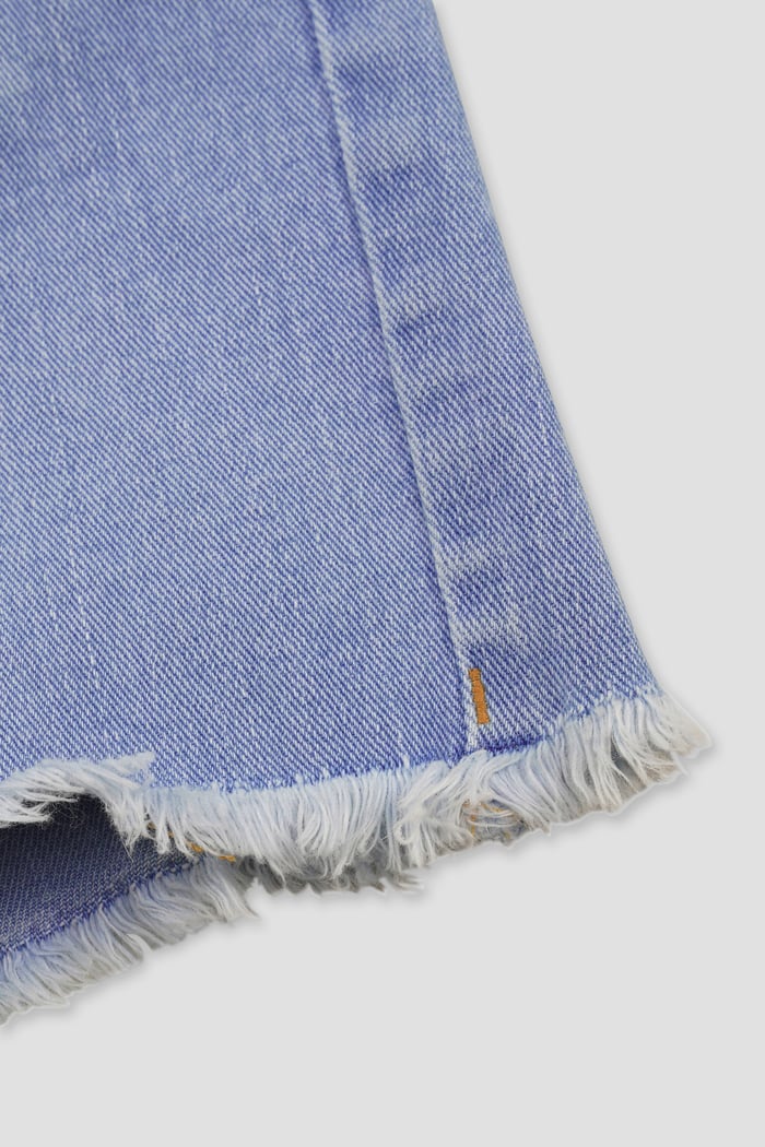 Straight Fit Button Up Raw Hem Shorts