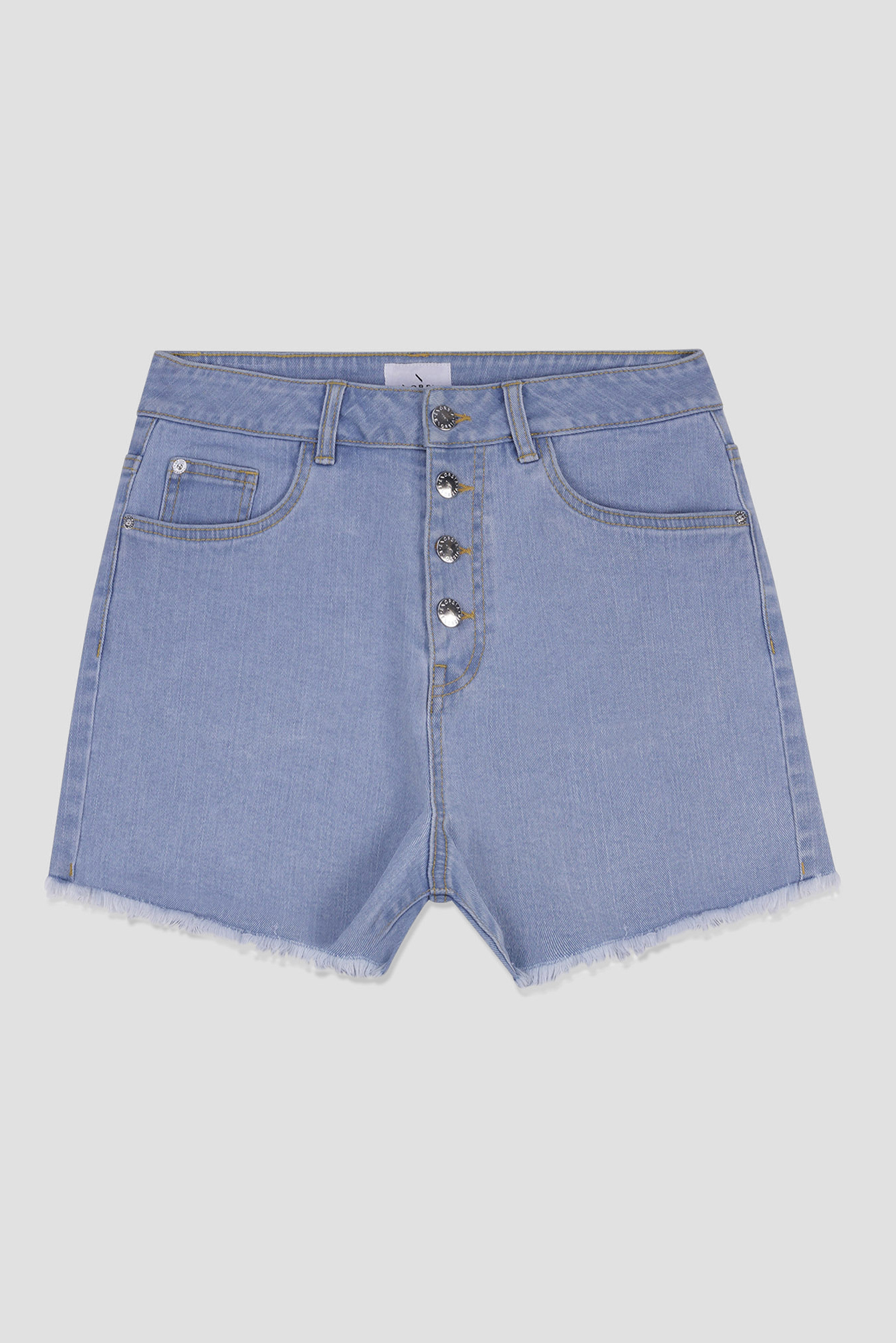 Straight Fit Button Up Raw Hem Shorts