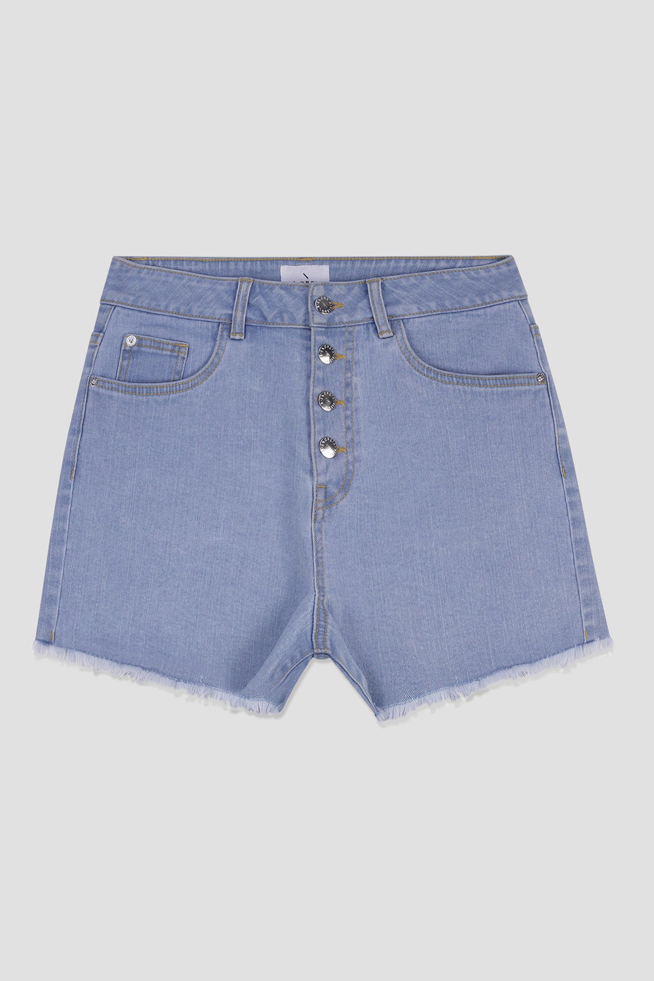 Straight Fit Button Up Raw Hem Shorts