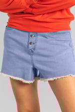 Straight Fit Button Up Raw Hem Shorts