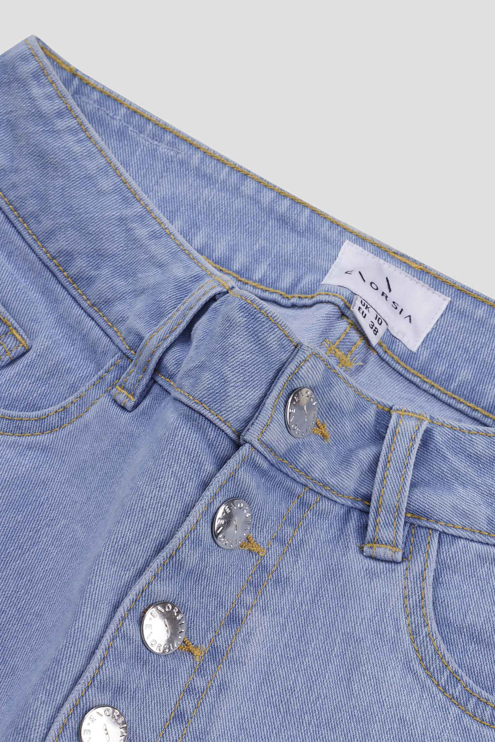 Straight Fit Button Up Raw Hem Shorts