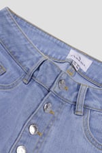 Straight Fit Button Up Raw Hem Shorts