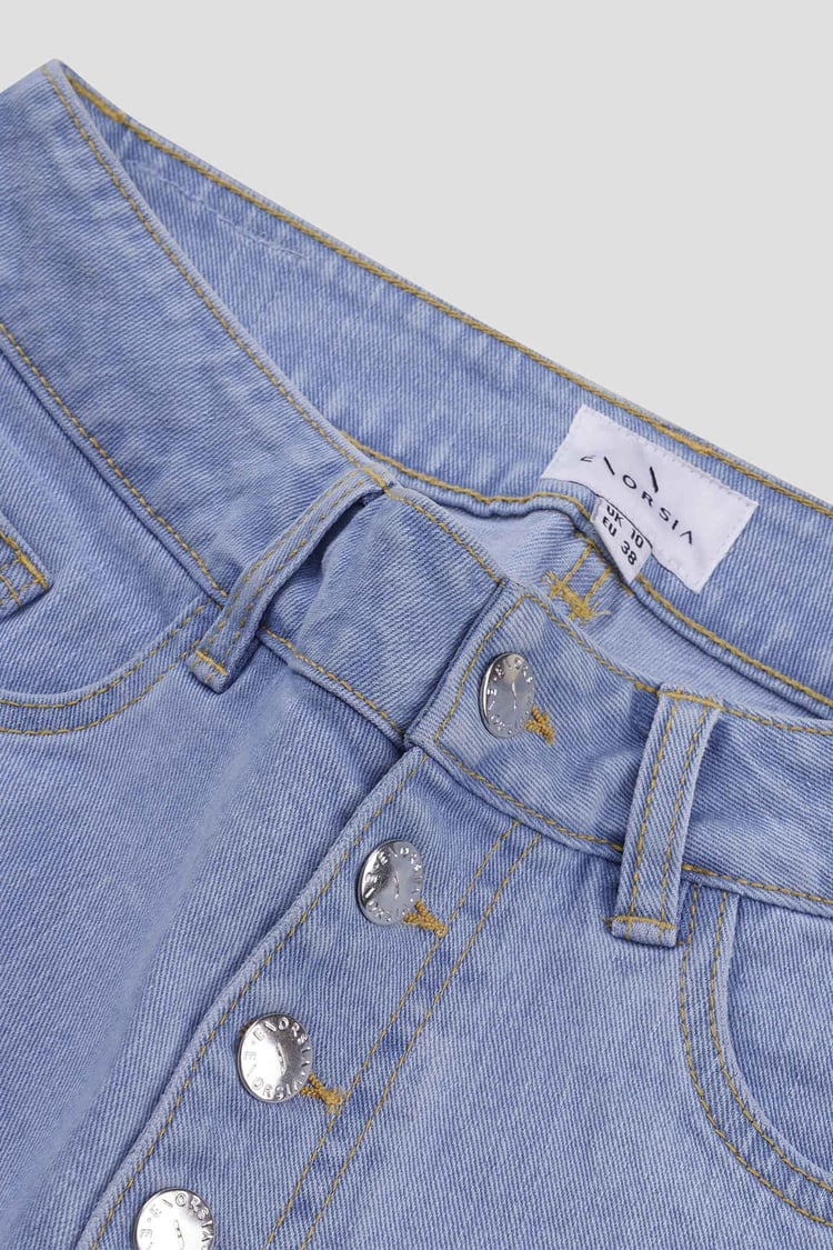 Straight Fit Button Up Raw Hem Shorts