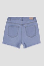 Straight Fit Button Up Raw Hem Shorts