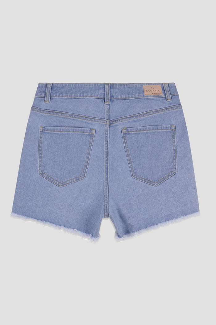 Straight Fit Button Up Raw Hem Shorts