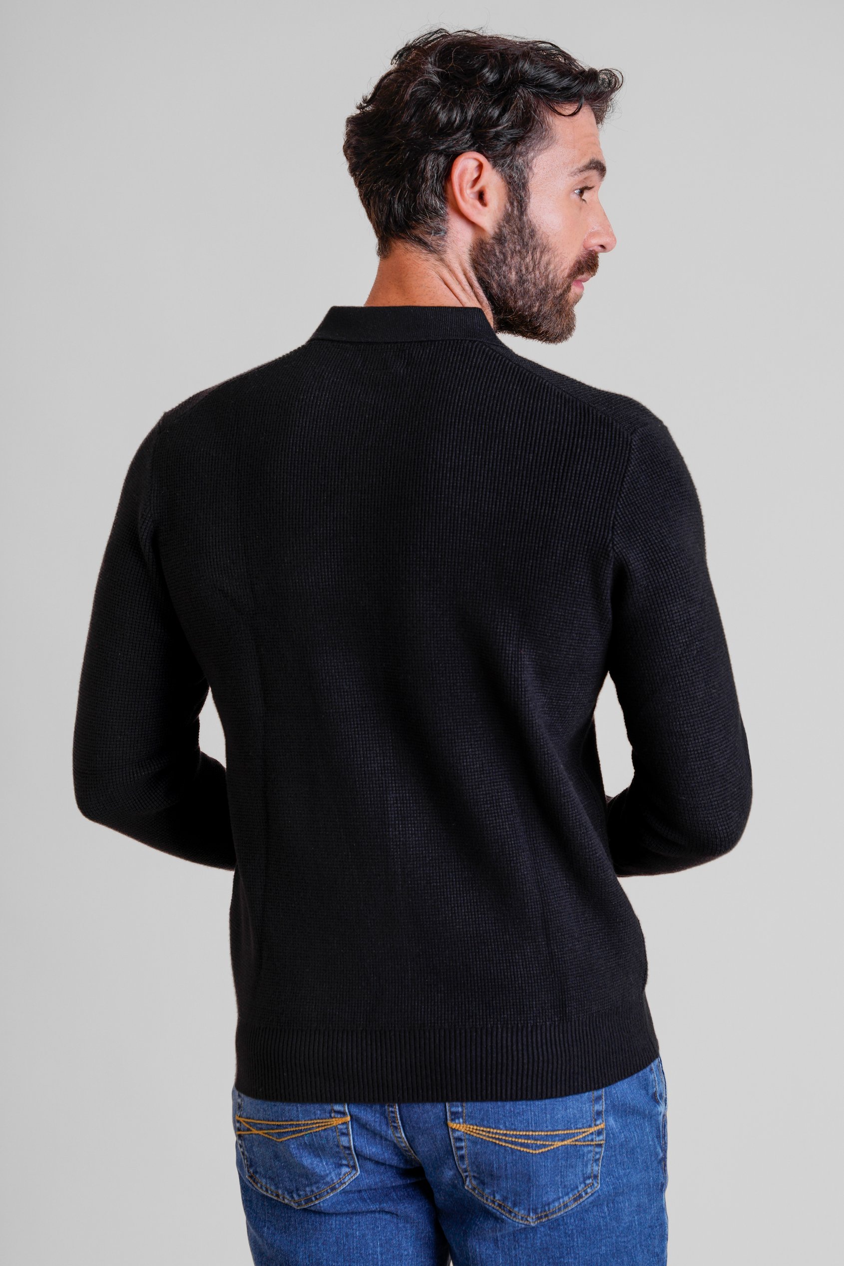 Mens Quarter Zip knitted Polo Jumper