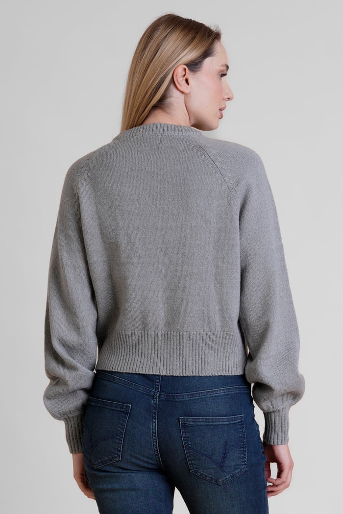 Womens Wool Blend Crew Knitted Cardigan