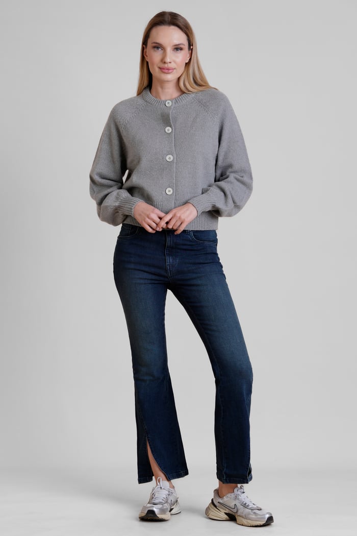 Womens Wool Blend Crew Knitted Cardigan