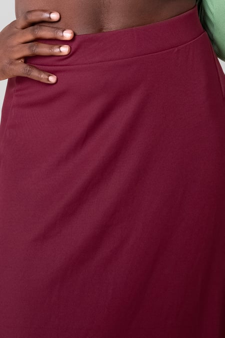 Red Flared Skirt With Lace Details