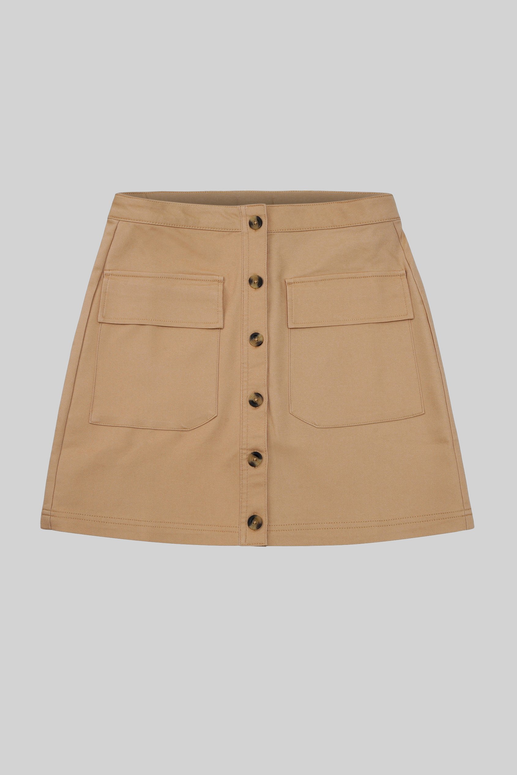 Stretch Cotton Blended Mini Skirt