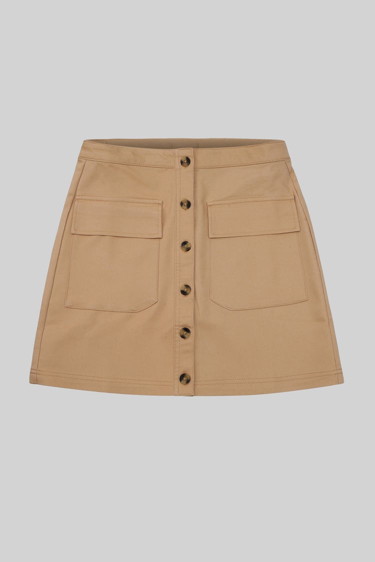 Stretch Cotton Blended Mini Skirt