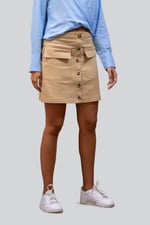Stretch Cotton Blended Mini Skirt