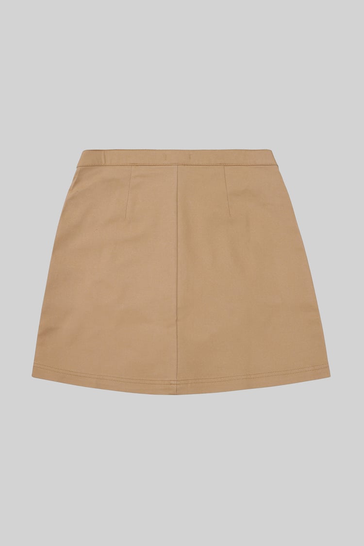 Stretch Cotton Blended Mini Skirt