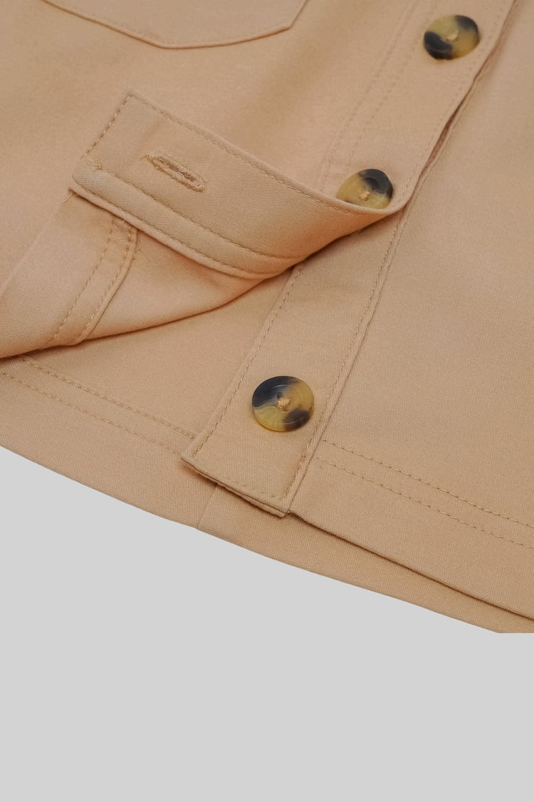 Stretch Cotton Blended Mini Skirt