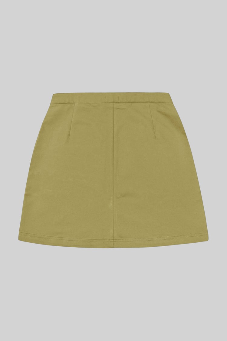 Stretch Cotton Blended Mini Skirt