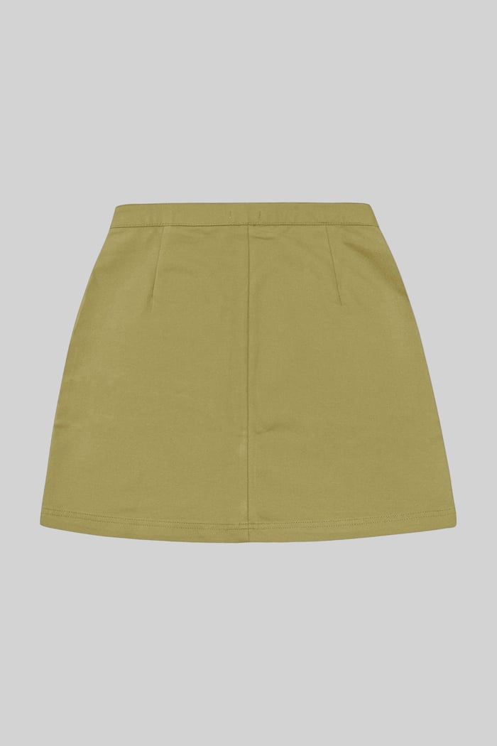 Stretch Cotton Blended Mini Skirt