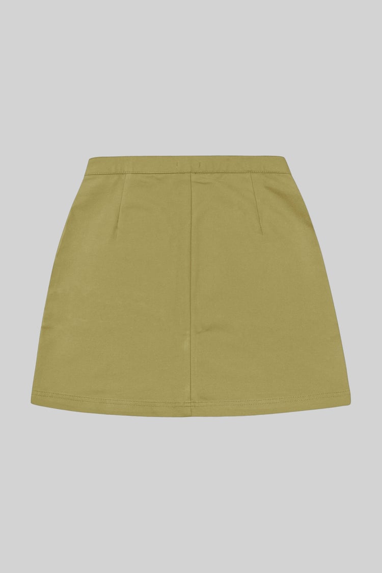 Stretch Cotton Blended Mini Skirt