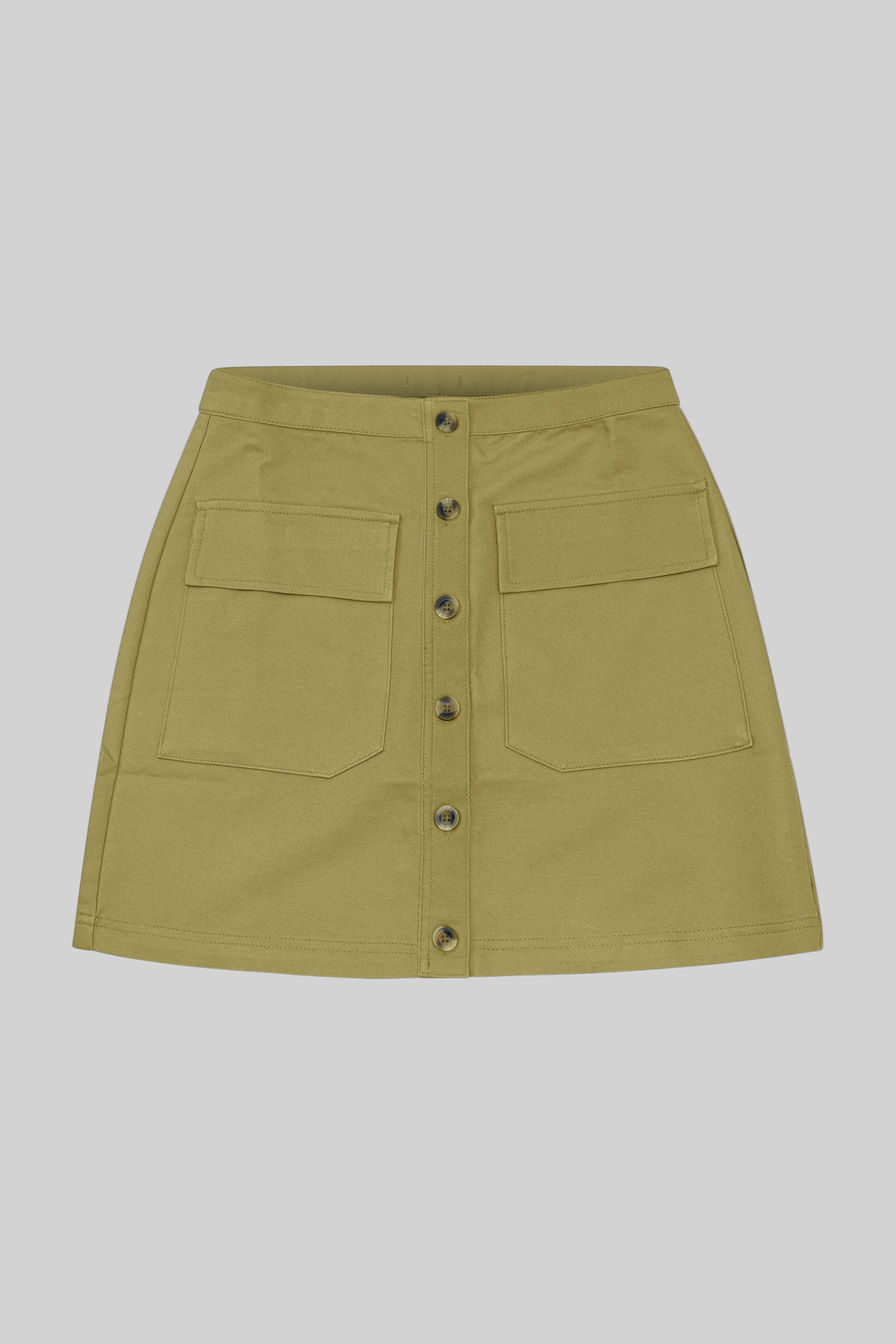 Stretch Cotton Blended Mini Skirt