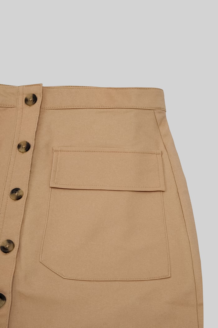 Stretch Cotton Blended Mini Skirt