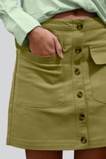 Stretch Cotton Blended Mini Skirt