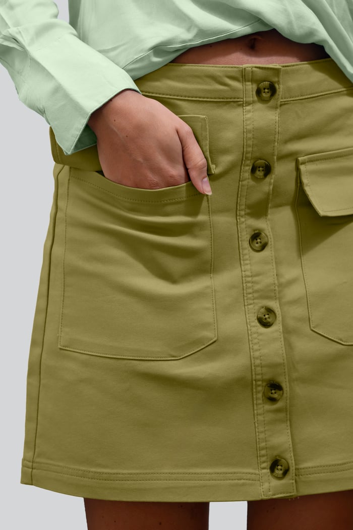 Stretch Cotton Blended Mini Skirt