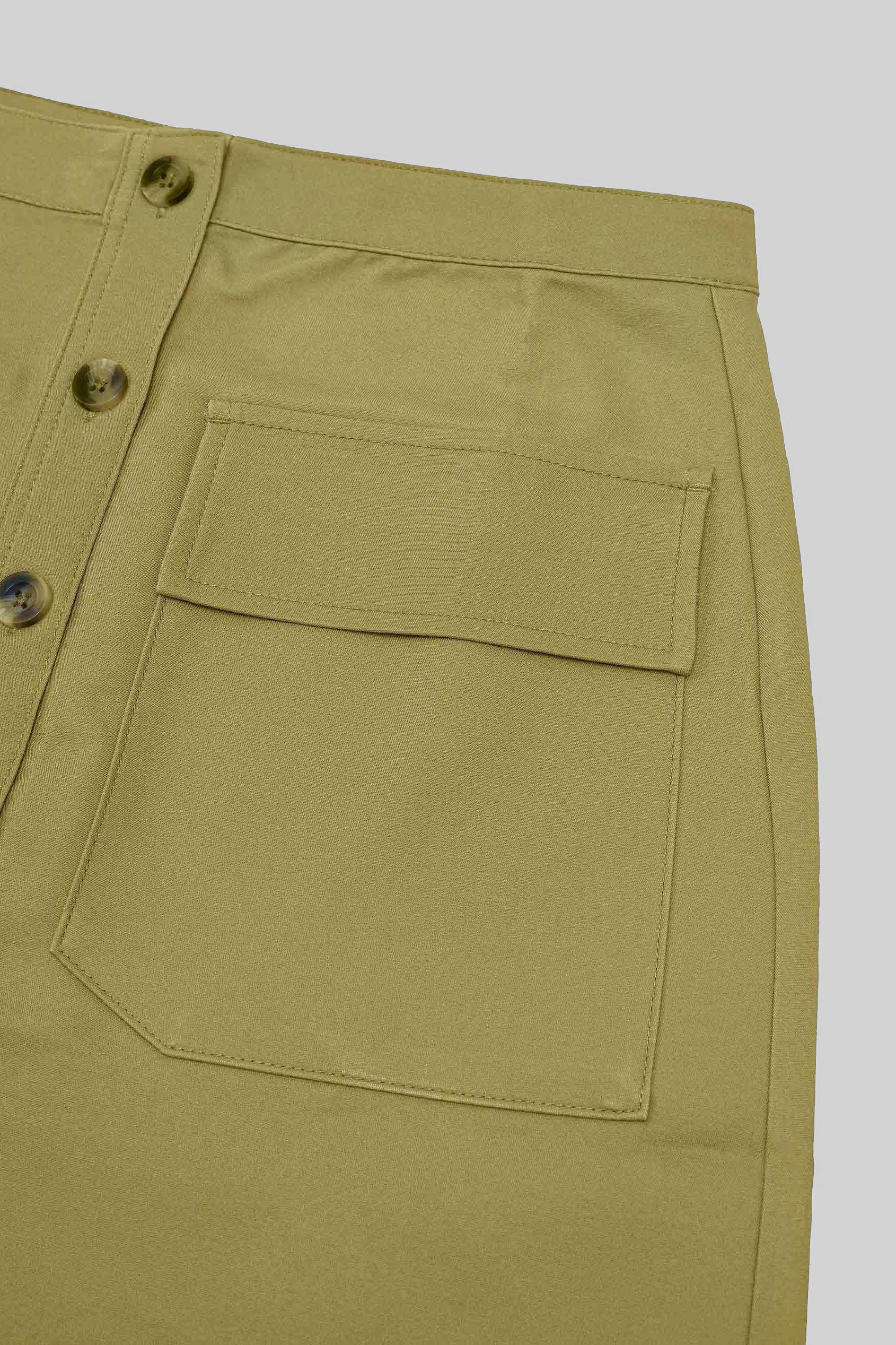 Stretch Cotton Blended Mini Skirt