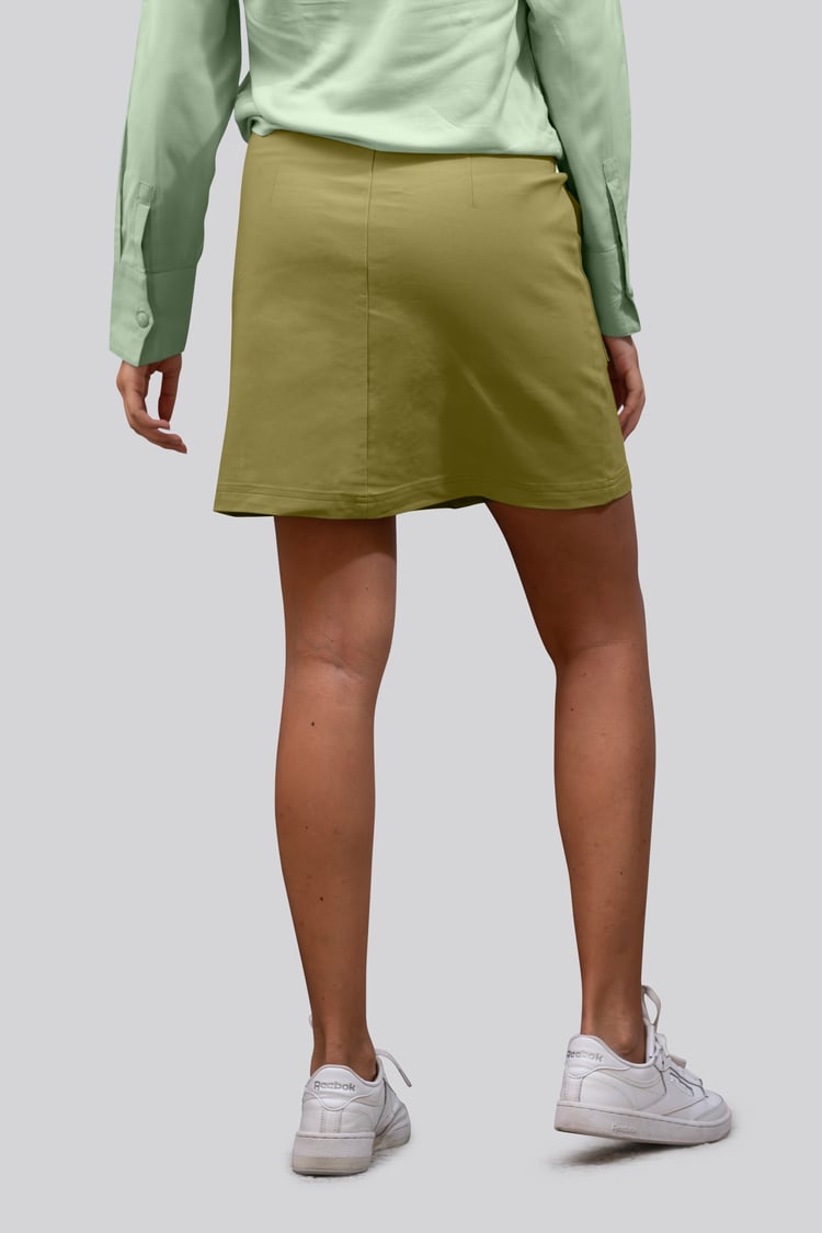 Stretch Cotton Blended Mini Skirt