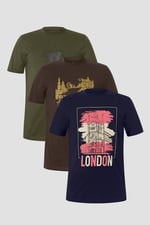 100% Cotton Graphic T-Shirt 3 Pcs Pack